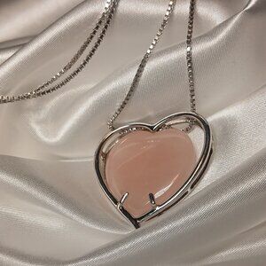 925 Sterling Silver Necklace with Rose Quartz Pendant